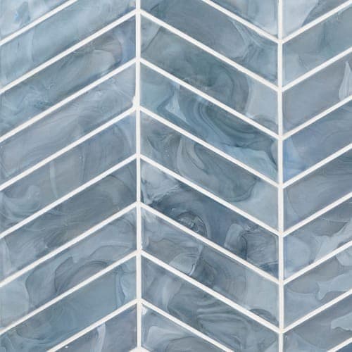 Blue Shimmer — Blue Shimmer Chevron Pattern Tile